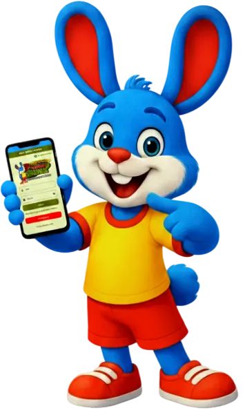 Mascote Prêmio Mania convidando para baixar o aplicativo